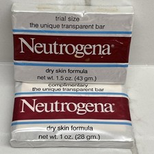2 New 1984 Neutrogena Dry Skin Formula Soap Transparent Facial Bar 1.5 1 oz 1983