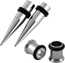 , 4 Pack 1G Taper and Plugs Stainless Steel Tapers Tunnels Ear Stretching Kit