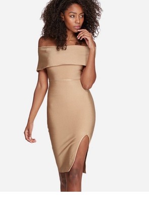 Misguided NWT Women s Sz 12 Bandage Bodycon Dress SEXY Champagne Easter Sexy