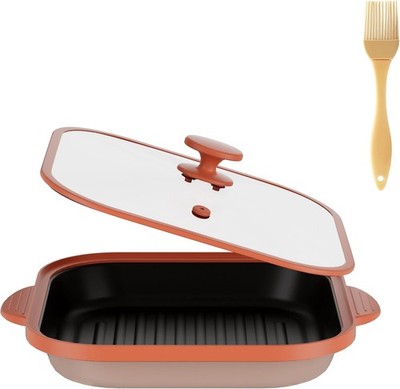 Microwave Grill Pan with Cover - Bacon Cooker, Crisper & Grilled Cheese Maker