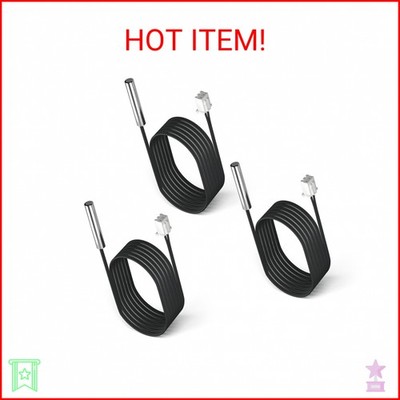 DROK 10K Temperature Sensor Probe 3pcs, 1 Meter Waterproof Temp Sensor Probe, St