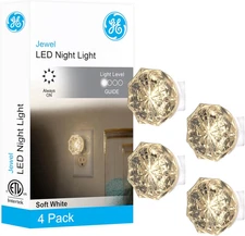 Jewel LED Night Light, Plug-In, Always On, Warm White, Ul-Certified, Energy Effi