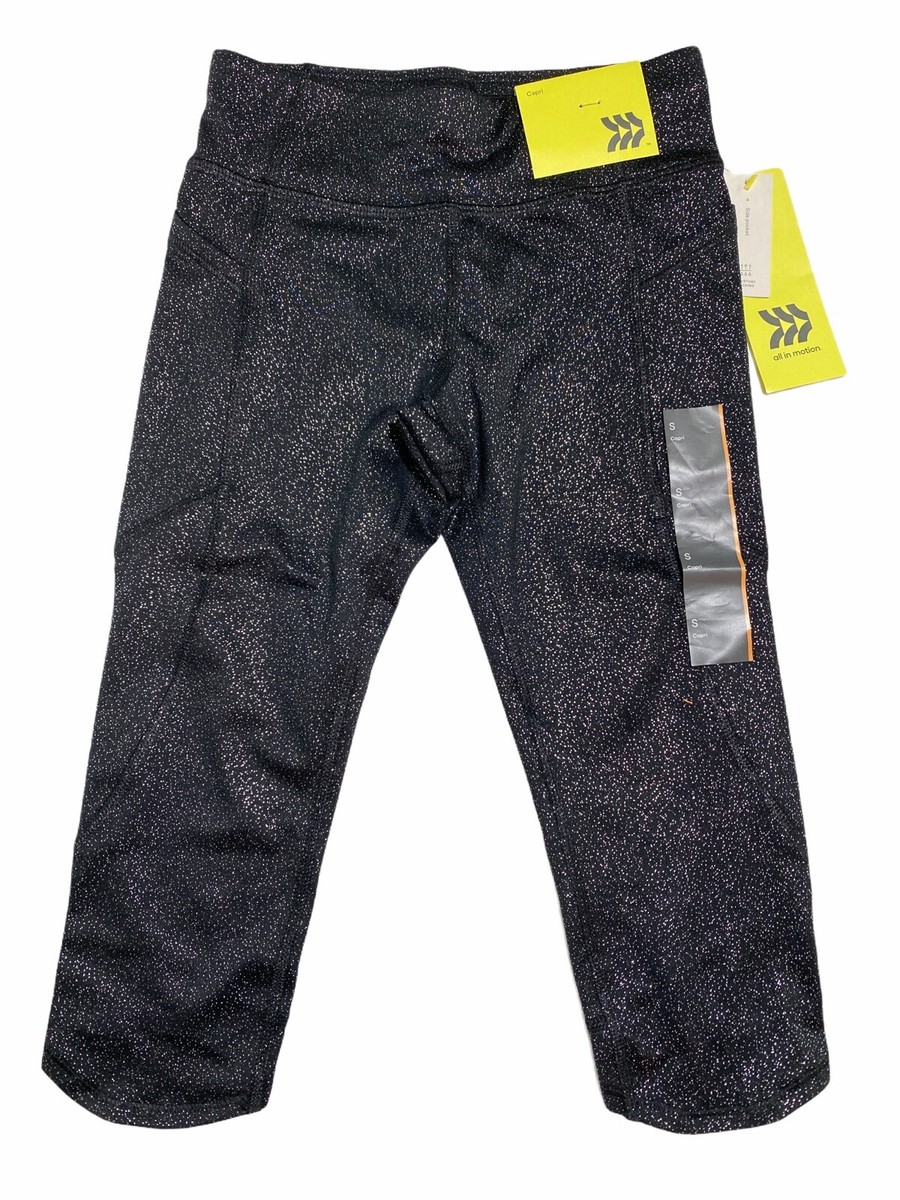 Girls All In Motion Capri Legging Size S 6/6X Sparkle Black Activewear  Pockets | eBay