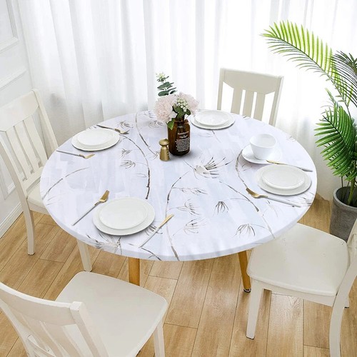 Oilproof Elastic Table Cover Fitted Tablecloth Protect Round Waterproof Stretch - Picture 31 of 60