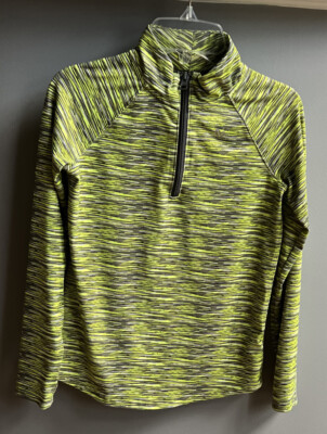 Justice Girls Green 1/4 Zip Athletic Pullover Size 8 Top Stripe Fitted L/S