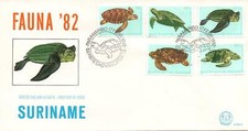 SURINAME 842 à 846 FDC 1er Jour Tortue turtoise turtle Schidkröte tortuga 1982