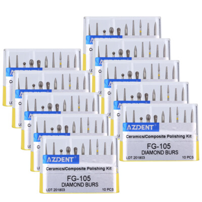 AZDENT Dental FG Diamond Burs High Speed FG-105 Ceramics/Composite Polishing Kit