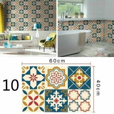 Waterproof Ceramic Tile Sticker Self Adhesive Kitchen 3D Floor Wall Stickers