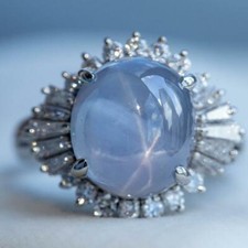 Fabulous Vintage 12.70 CT Blue Sapphire  CZ 935 Silver Awesome Anniversary Ring