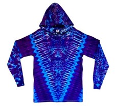 TIE DYE Hoodie Purple Gemmy V Long Sleeve Hooded T Shirt Sm Med Lg XL 2X 3X