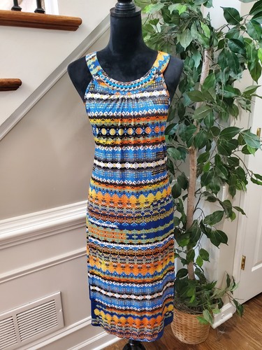 Mlle Gabrielle Women's Multi Round Neck Sleeveless Knee Length Dress Size 1X - Picture 14 of 14