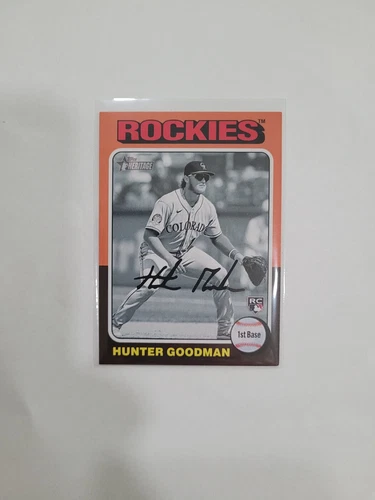 2024 TOPPS HERITAGE HUNTER GOODMAN BLACK & WHITE ROOKIE CARD ROCKIES RC