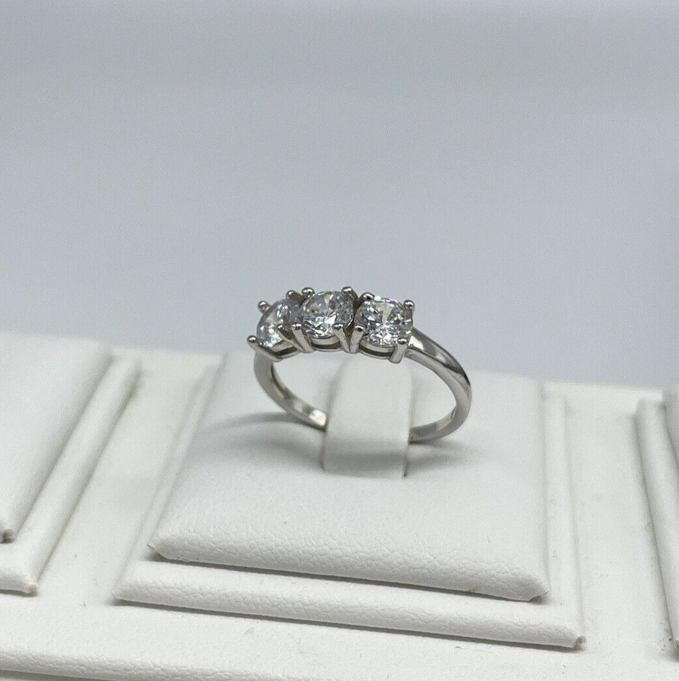 Anello femminile trilogy argento 925 pietre brillanti firmato By Simon elegante. - Immagine 4 di 4