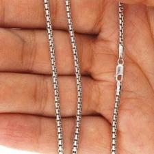 14K White Gold 2.5mm Round Box Chain (Solid Links) 18"-24"