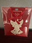 Lenox Pierced Angel Charm 3” Christmas Ornament Cream Porcelain w/Red Ribbon — photo 1