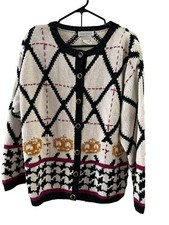 Vintage Casual Corner Hand Knit Button Up Sweater L