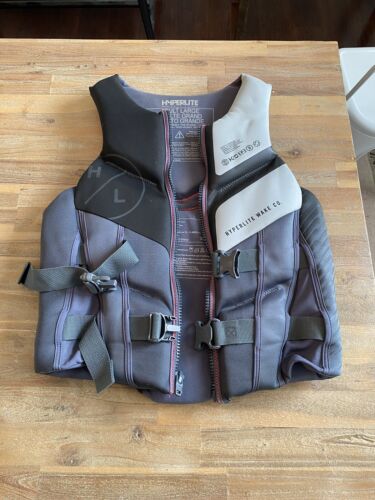 Hyperlite Wake Co CGA Life Vest Adult Size Large Model 3240 Gray Zip And Snap