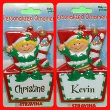 Elf Jack-in-the-Box Christmas Ornament Gift Tag Pre-Printed Choose Name NIP