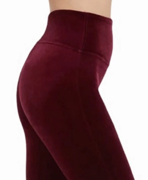 Auténticos LEGGINGS SPANX Terciopelo Brillante Cintura Alta-Ricos Borgoña #2070-Talla PEQUEÑOS Foto 3 de 4