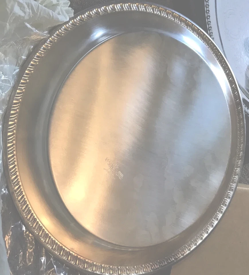 Leonard Towle Silver-plate 12” Round serv tray NEW Other Stored in Original Box. - Image 4 of 4