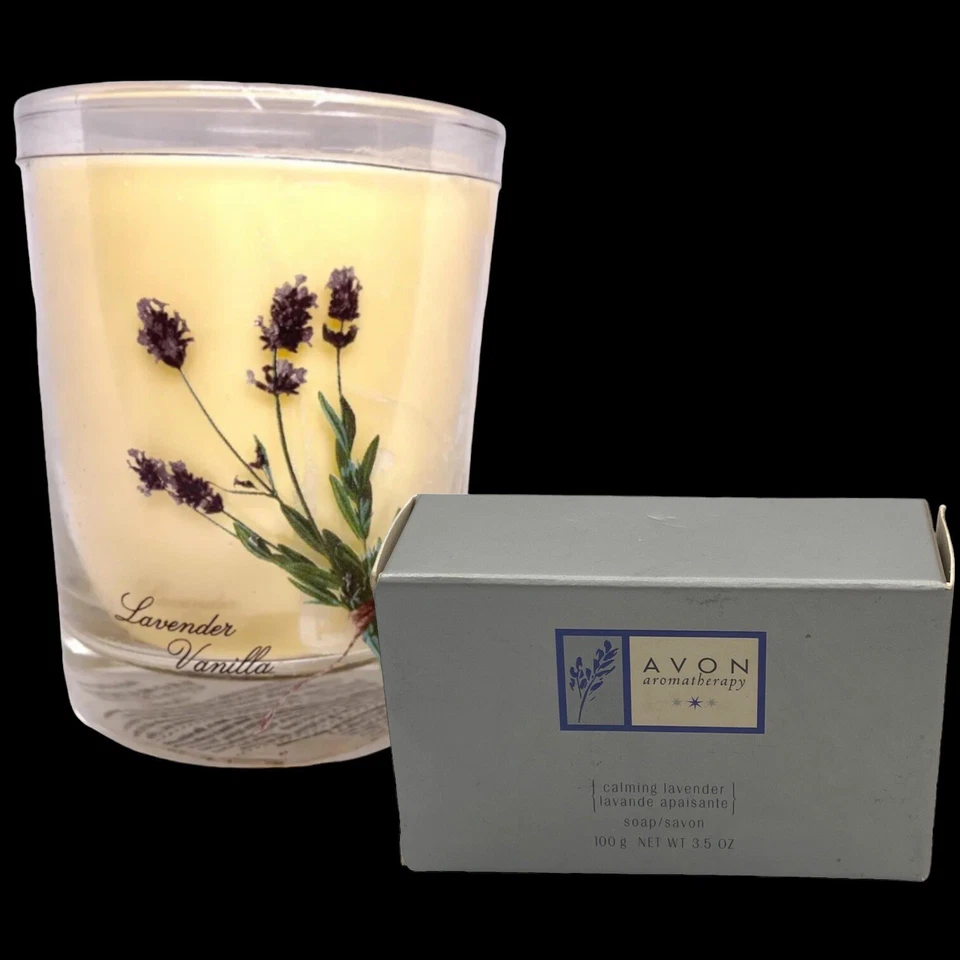 Vela aromaterapia lavanda vainilla B&BW 10 oz + jabón de lavanda aromaterapia Avon Foto 2 de 4