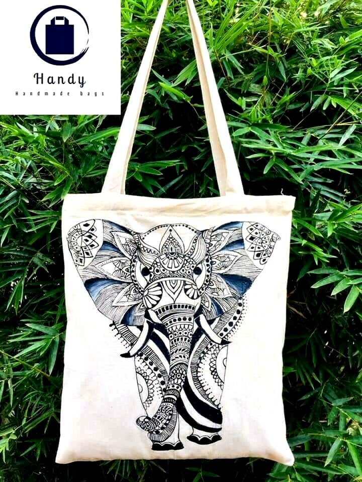 Handmade Hand Painted Tote Bags Shoulder Bag 100% Cotton Women