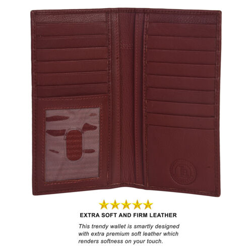 Leatherboss Genuine Leather Men Long Wallet Pockets ID Card Clutch Bifold Purse - Picture 3 of 35