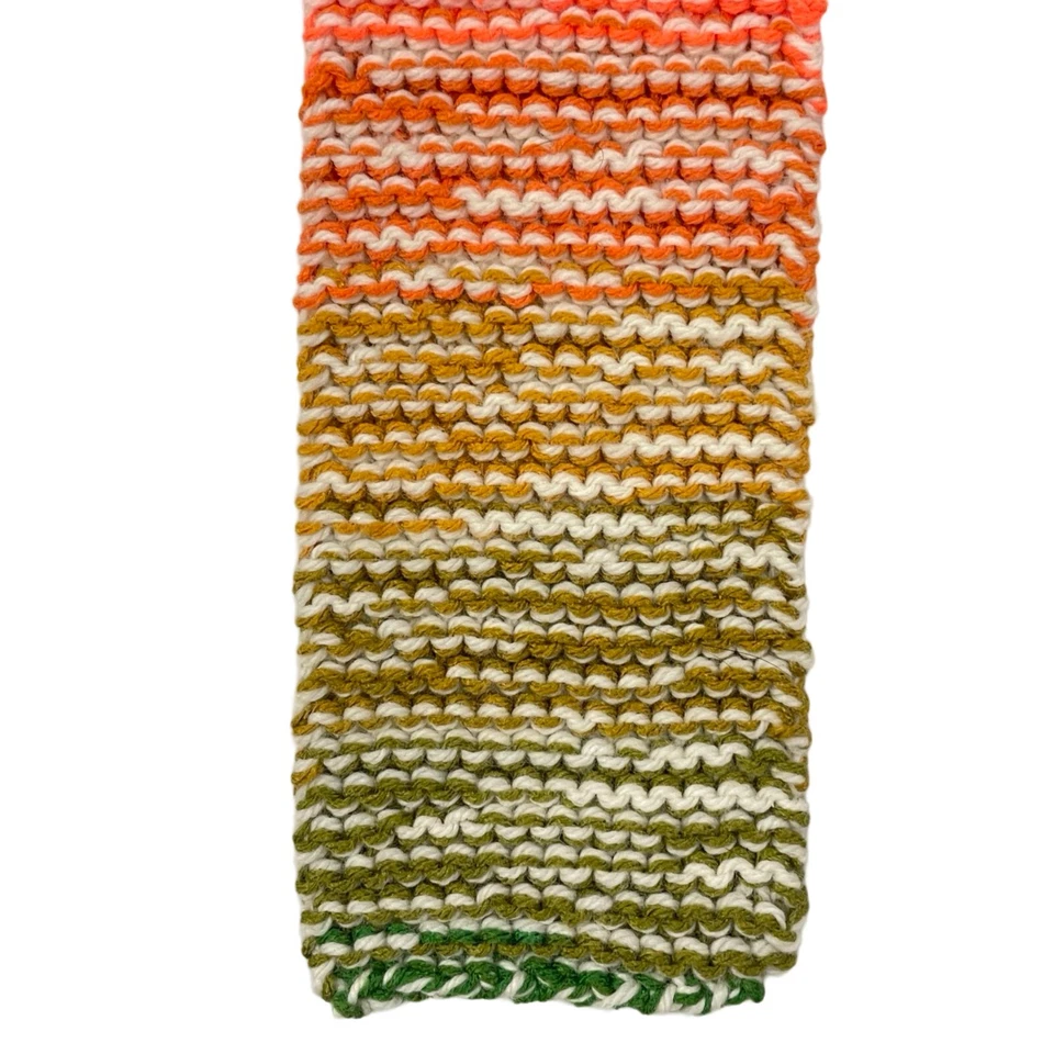 Vintage Handmade Scarf Rainbow Knit Long Ribbed Knit Neck 44 x 4.5" Colorful Foto 3 de 3