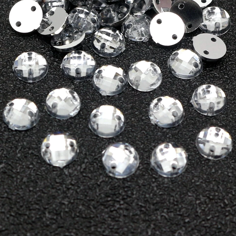 500 gemas de diamantes de imitación redondos de cristal de costura de acrílico transparente con respaldo plano de 6 mm para coser cuentas Foto 4 de 4
