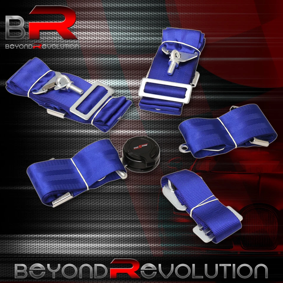 3" Blue Nylon 5 Point Camlock Harness Safety Seat Belt Strap Quick Snap Eye Bolt Foto 3 de 3
