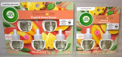 7 ~ TOTAL AIR WICK Plug In Scented OIL REFILLS PEACH & SWEET NECTAR LIMITED ED