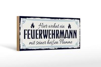 Holzschild Spruch 27X10 Cm Hier Wohnt Ein Feuerwehrmann Deko Schild