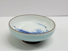 Antique Chinese Porcelain Teacup Bowl Hand Painted Small 1.5" H x 3.25" W