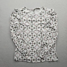 Loft Women's XS White Unique Pattern Design L/S Blouse