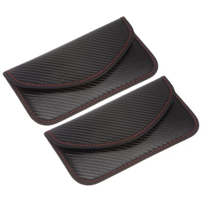 2Pcs Faraday Bag, RFID Signal Blocking Pouch Carbon Fiber for Phone Black