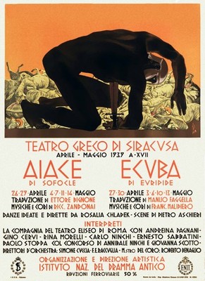   Teatro Greco di Siracusa - Aiace & Ecvba - Vintage Poster c1930s - 24x36  -