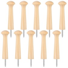 10 Pcs Wooden Shaker Peg Screw-On Solid Wood Hook 3.8 Inch Wooden Pegs Long U...