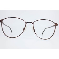 Marchon Phoebe Demi Brown Oval Eyeglass Frames 52-15-130 Mottled Metal Glasses