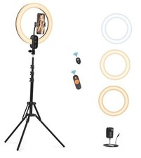 12" Selfie Ring Light with 63" Tripod Stand/Phone Holder, QEUOOIY 20W LED