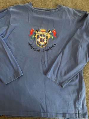 Vintage 90s ABERCROMBIE & FITCH Tee Mens Royal Henley Yachting PREP Size Small