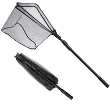 Fishing Net Fish Landing Nets Folding Telescopic Sturdy Pole Handle Rubber Co...