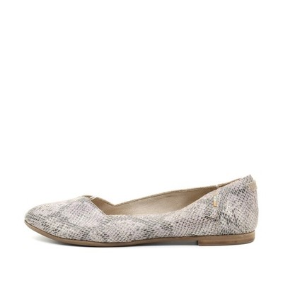 TOMS Damen EU 41 Ballerina Snake Print Beige Grau Wildleder Textil