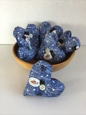Set of 6 Snowman print Bowl Fillers Hearts Cupboard Tucks ornies basket fillers