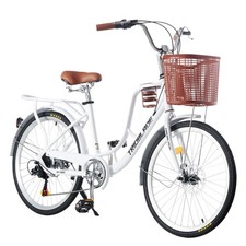 24/26inch Wheels Adult City Bike Vintage Women Bicycle 7 Speed lady Cycle Basket