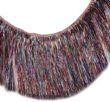 Iridescent Tinsel Fringe Trim, 10 Yards 6 Inch Wide Holographic Foil Tassel Tr