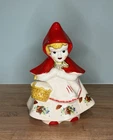 McCoy Little Red Riding Hood Ceramic Cookie Jar Floral Red White Yellow 11.5"