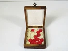 ANTIQUE MINIATURE DRAUGHTS SET OF 24 DIAM 13mm  AND BOX