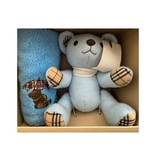 Burberry Baby Blue Teddy Bear With Matching Towel Set NIB