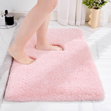 Pink Bathroom Rug 17X24 - Non-Slip Plush Small Bath Mat, Highly Absorbent Ultr