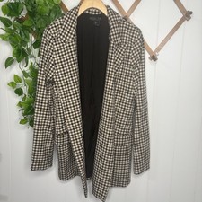 Rachel Zoe Brown Tan Plaid Checkered Open Front Blazer Women's Large
